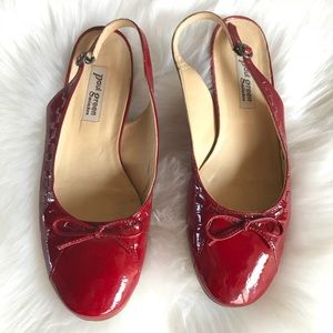 Paul Green Patent Leather Red Flats Slingback Shoe